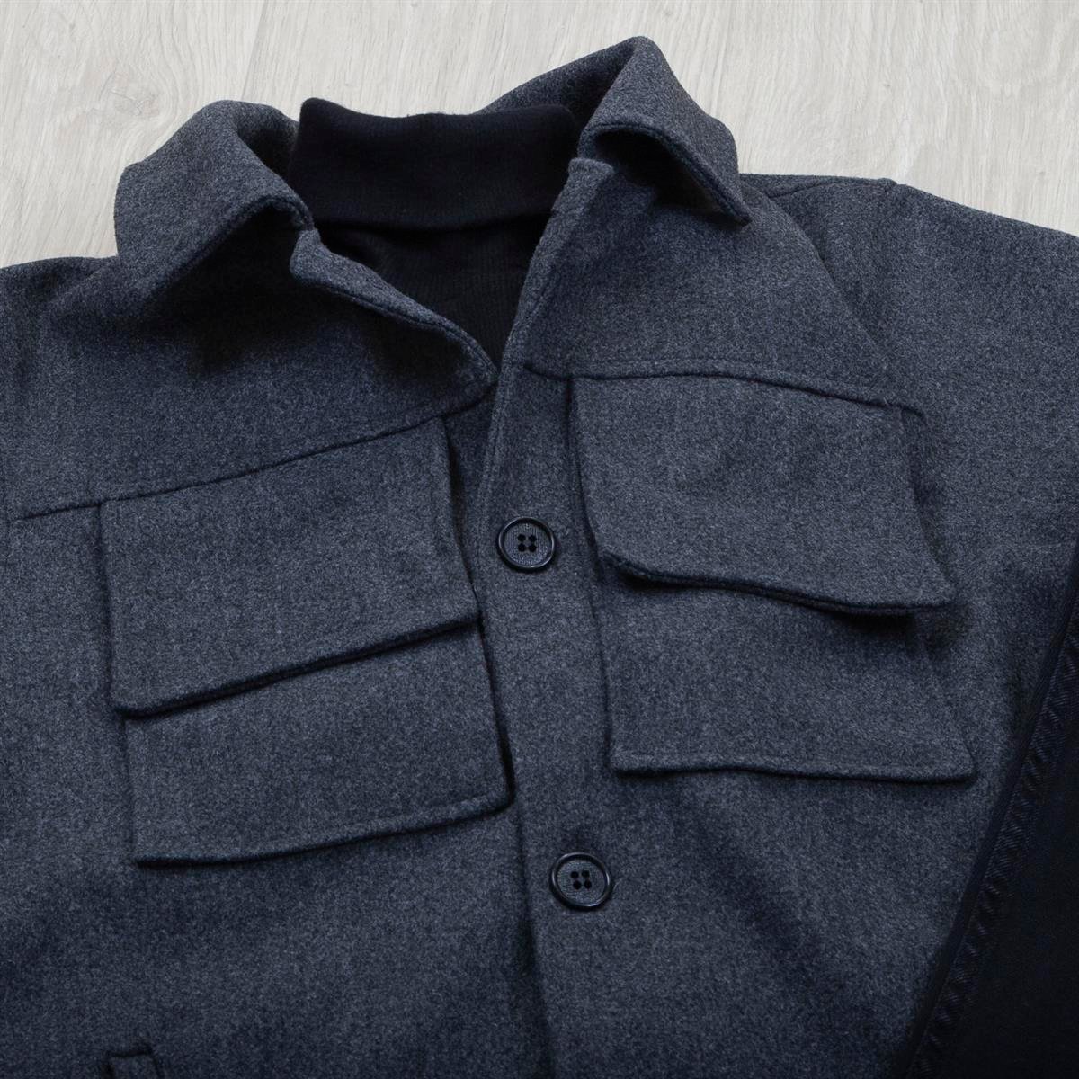 Füme Kaşe Ceket Boğazlı Body Pantolon Bot Kombin