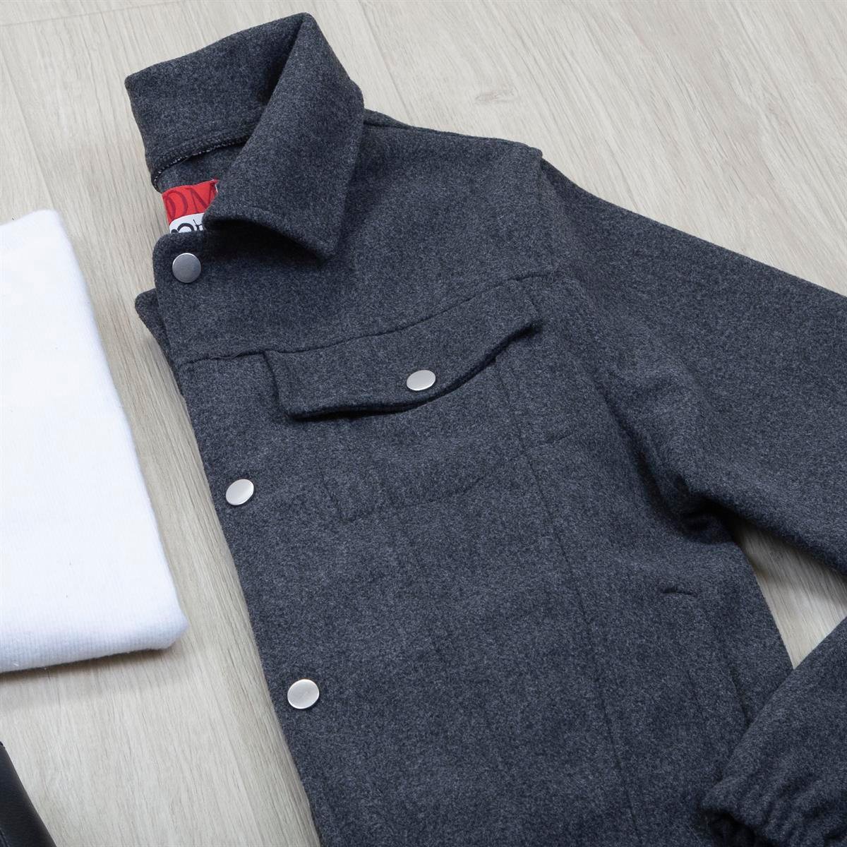 Füme Kaşe Ceket Boğazlı Body Pantolon Bot Kombin