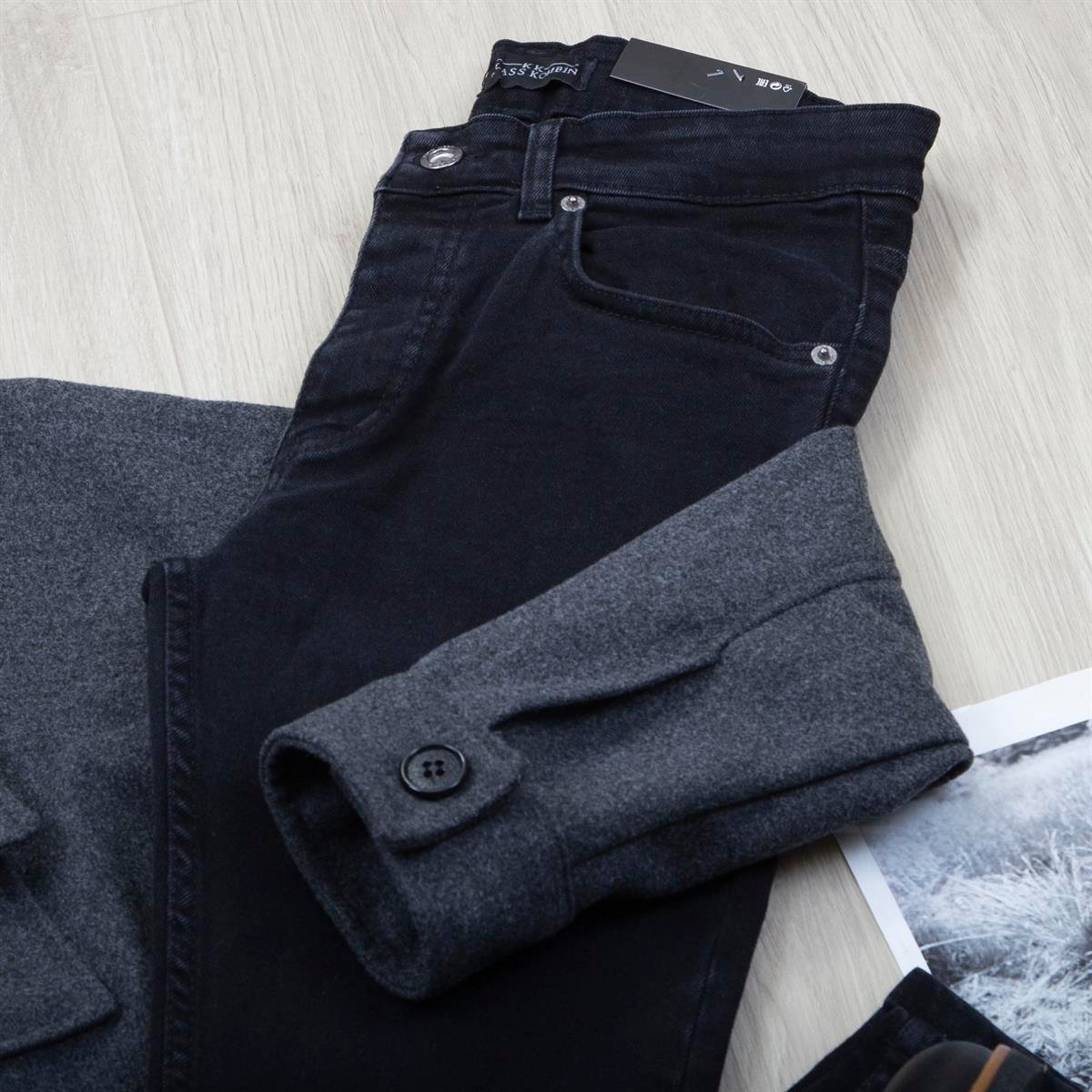 Füme Kaşe Ceket Boğazlı Body Pantolon Bot Kombin