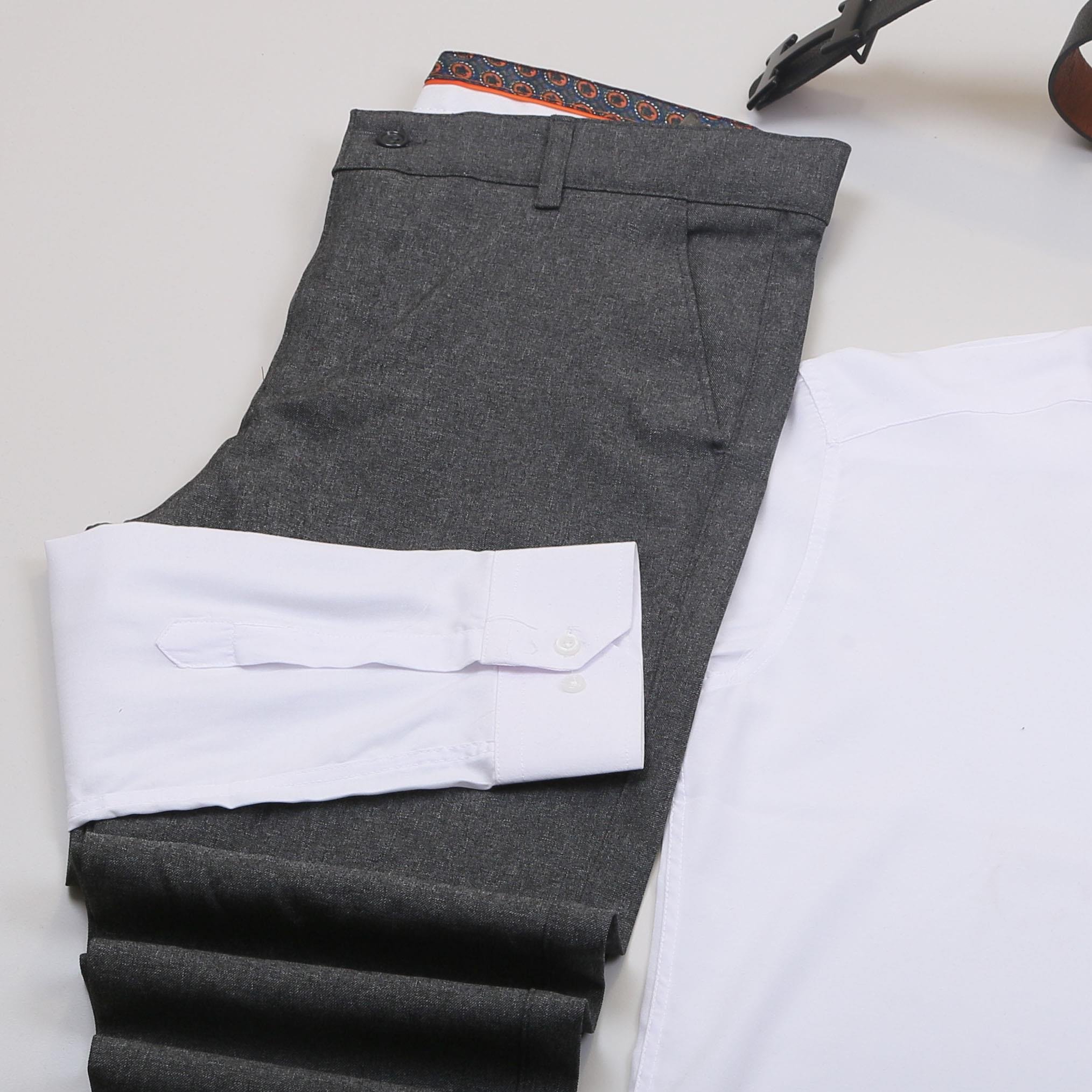 Füme Kaşe Kaban Gömlek Pantolon Ayakkabı Kombin