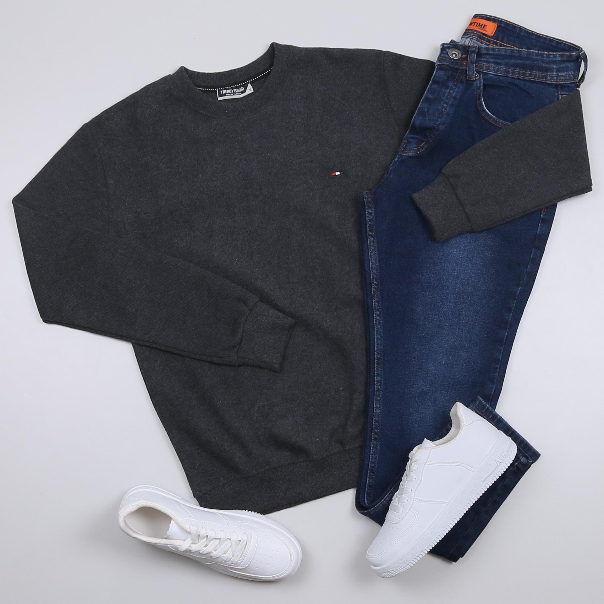 Füme Kazak Kot Pantolon Ayakkabı Kombini