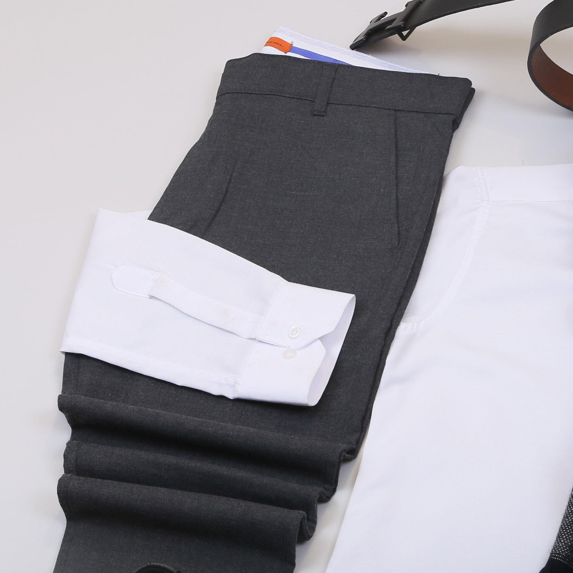 Füme Kırçıllı Kaban Gömlek Pantolon Ayakkabı Kombin