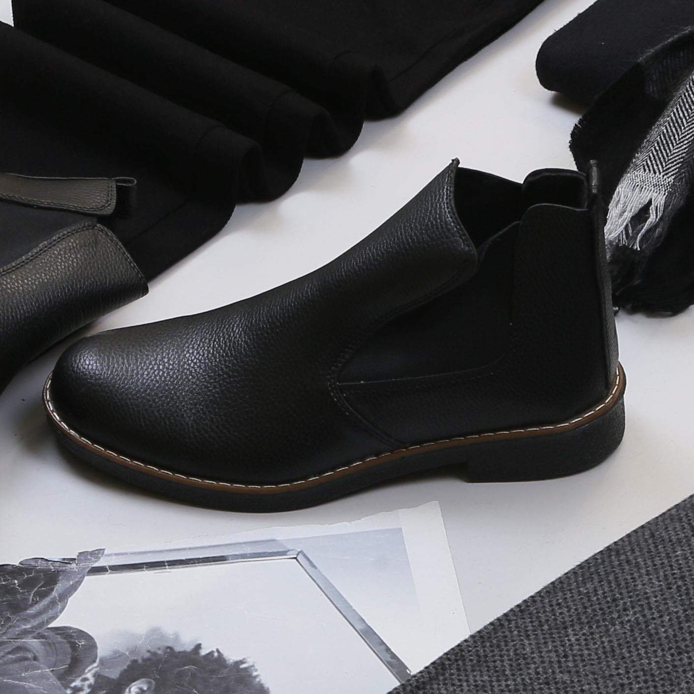 Füme Kırçıllı Kaşe Kaban Boğazlı Body Pantolon Bot Kombin