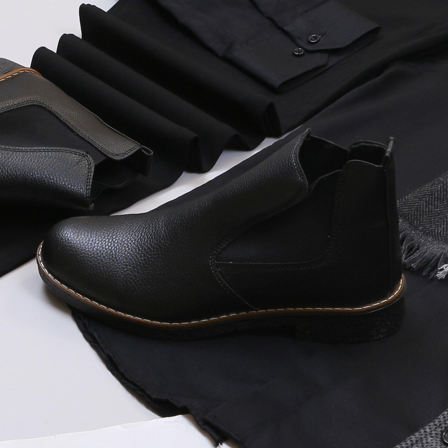 Füme Kırçıllı Kaşe Kaban Gömlek Pantolon Bot Kombin