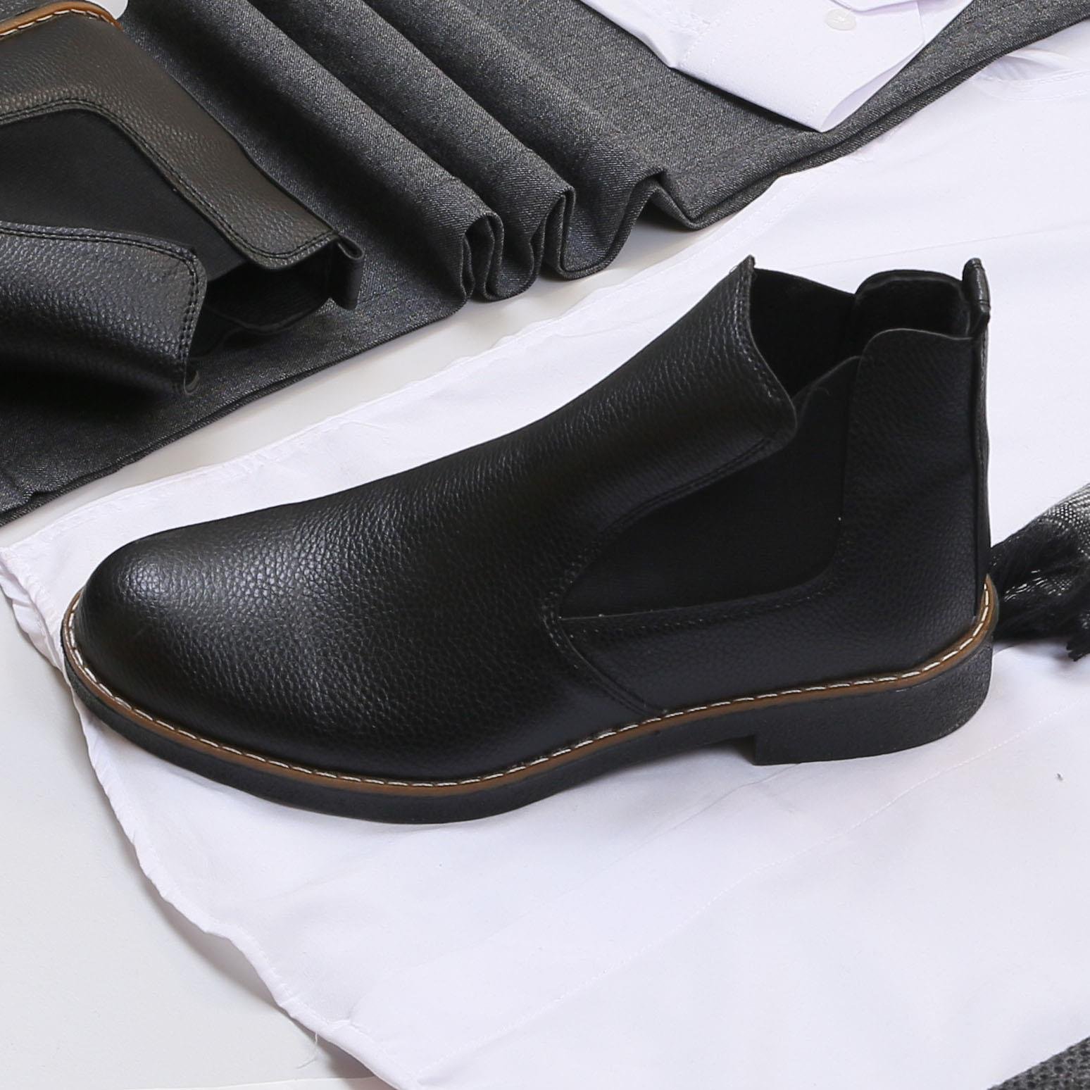 Füme Kırçıllı Kaşe Kaban Gömlek Pantolon Bot Kombin