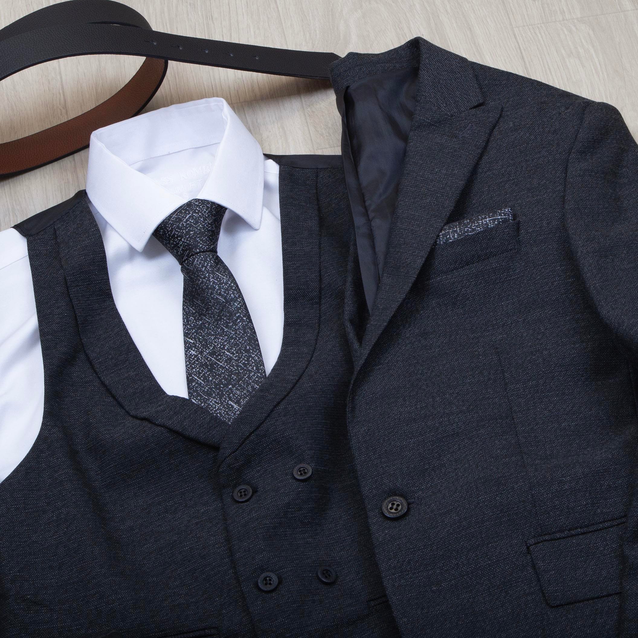 Füme Kırçıllı Takım Elbise Kombini