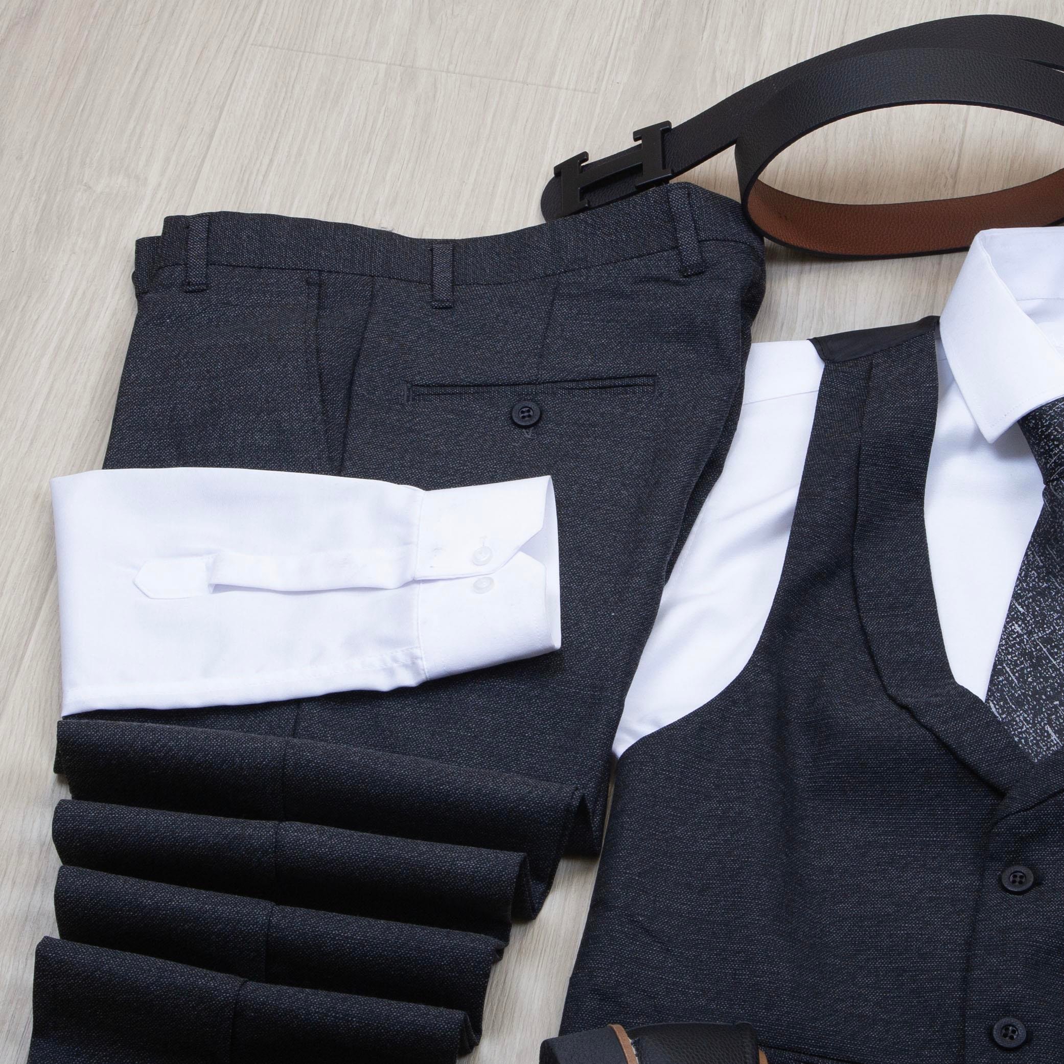 Füme Kırçıllı Takım Elbise Kombini