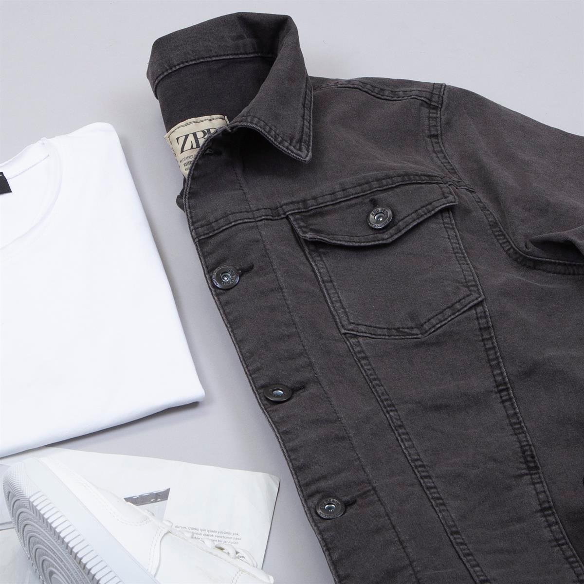 Füme Kot Ceket Tişört Pantolon Ayakkabı Kombin