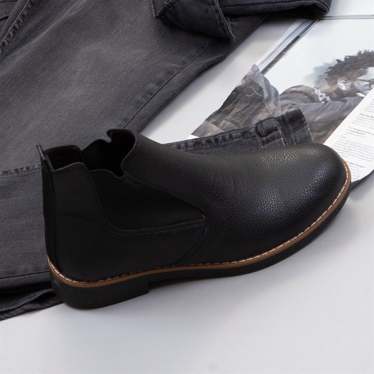 Füme Kot Gömlek Pantolon Bot Kombin