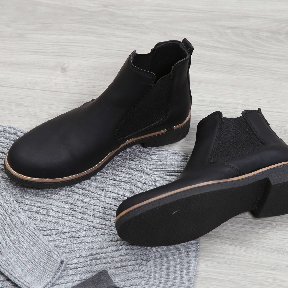 Füme Kot Pantolon Kazak Bot Kombini