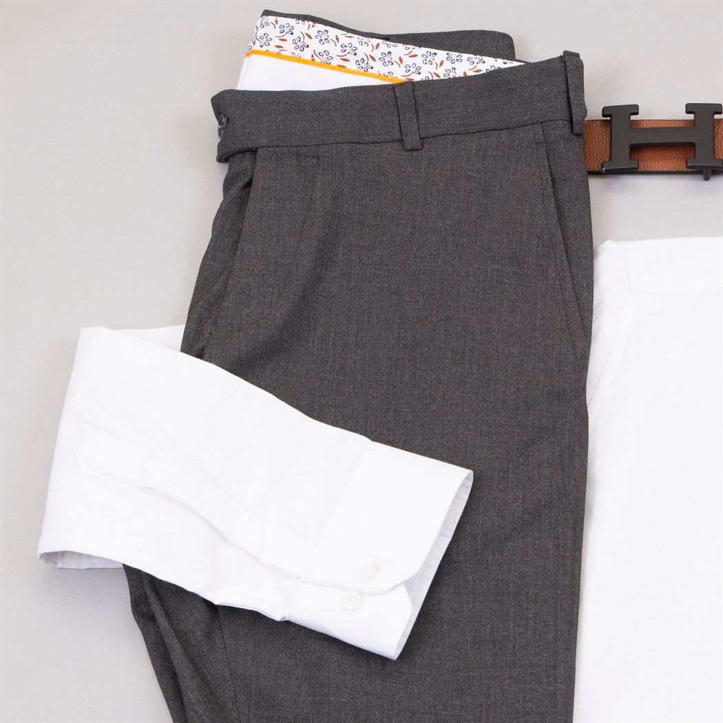 Füme Kumaş Pantolon Gömlek Ayakkabı Kombin