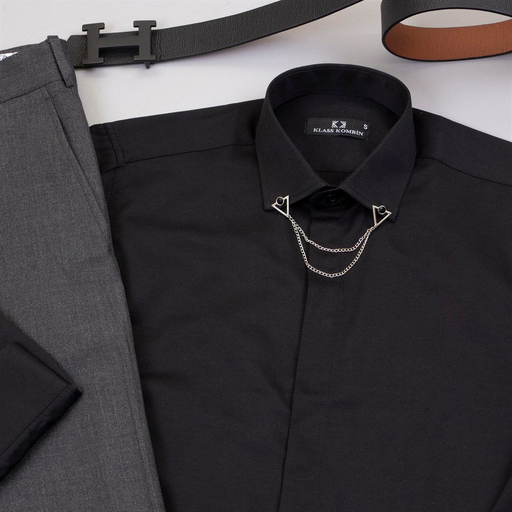 Füme Kumaş Pantolon Gömlek Ayakkabı Kombin