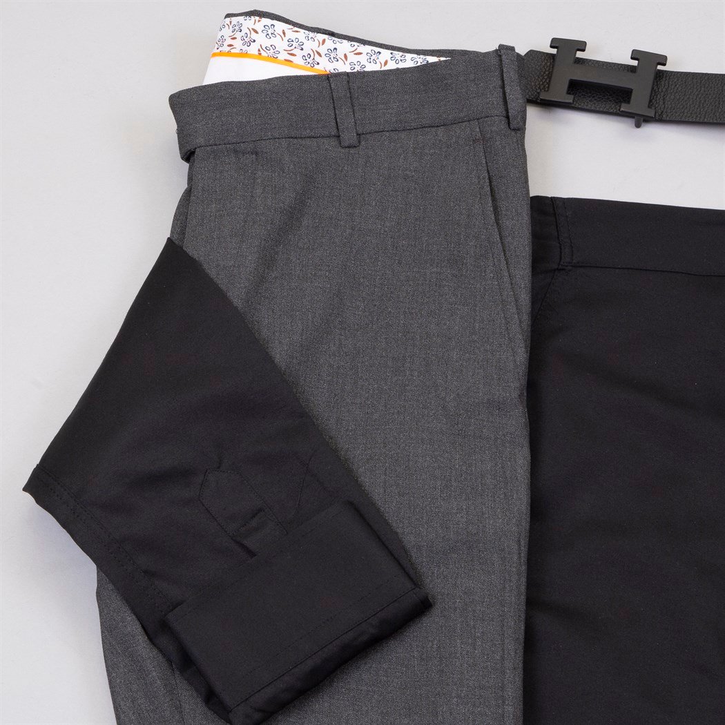 Füme Kumaş Pantolon Gömlek Ayakkabı Kombin