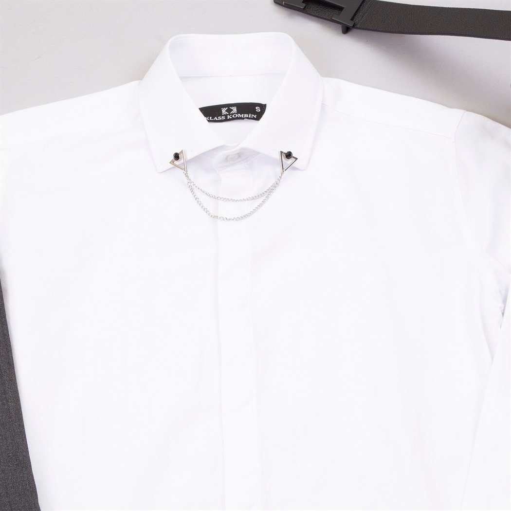 Füme Kumaş Pantolon Gömlek Ayakkabı Kombin