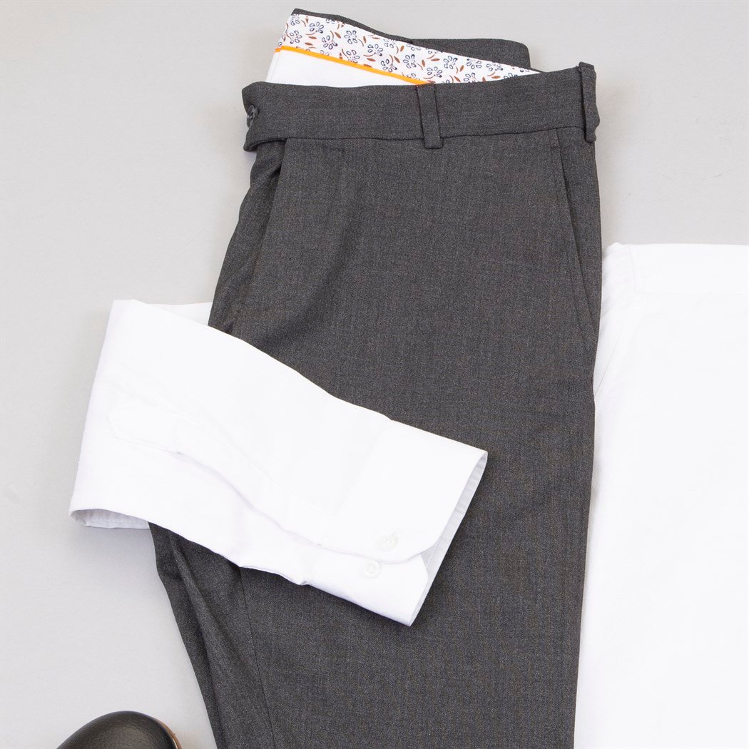 Füme Kumaş Pantolon Gömlek Ayakkabı Kombin