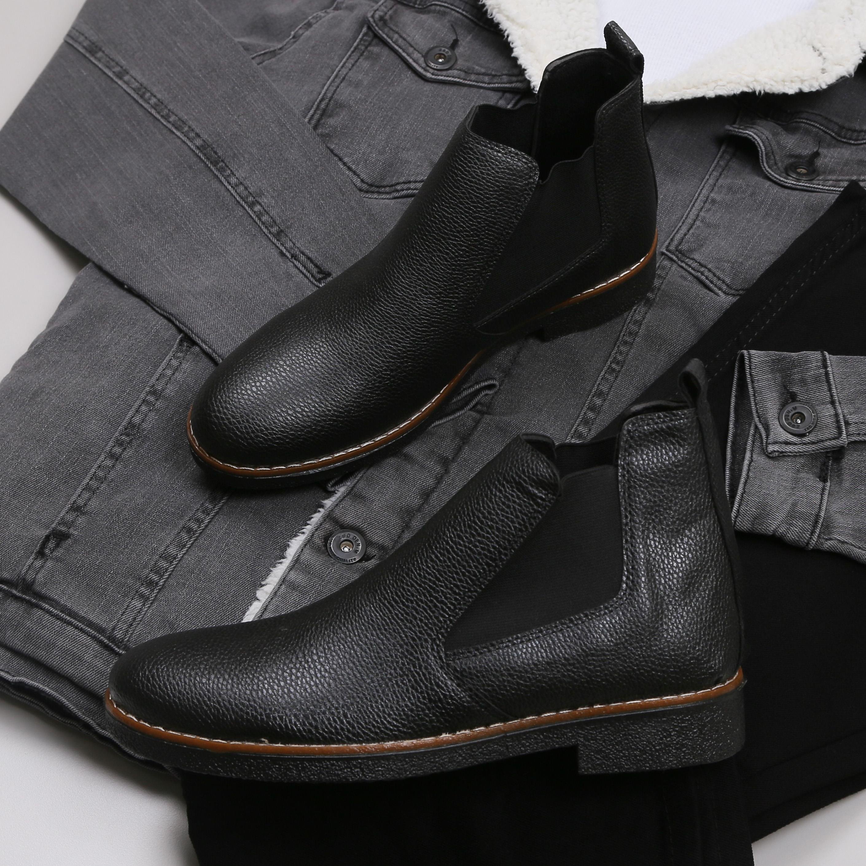 Füme Kürklü Kot Ceket Boğazlı Body Pantolon Bot Kombin