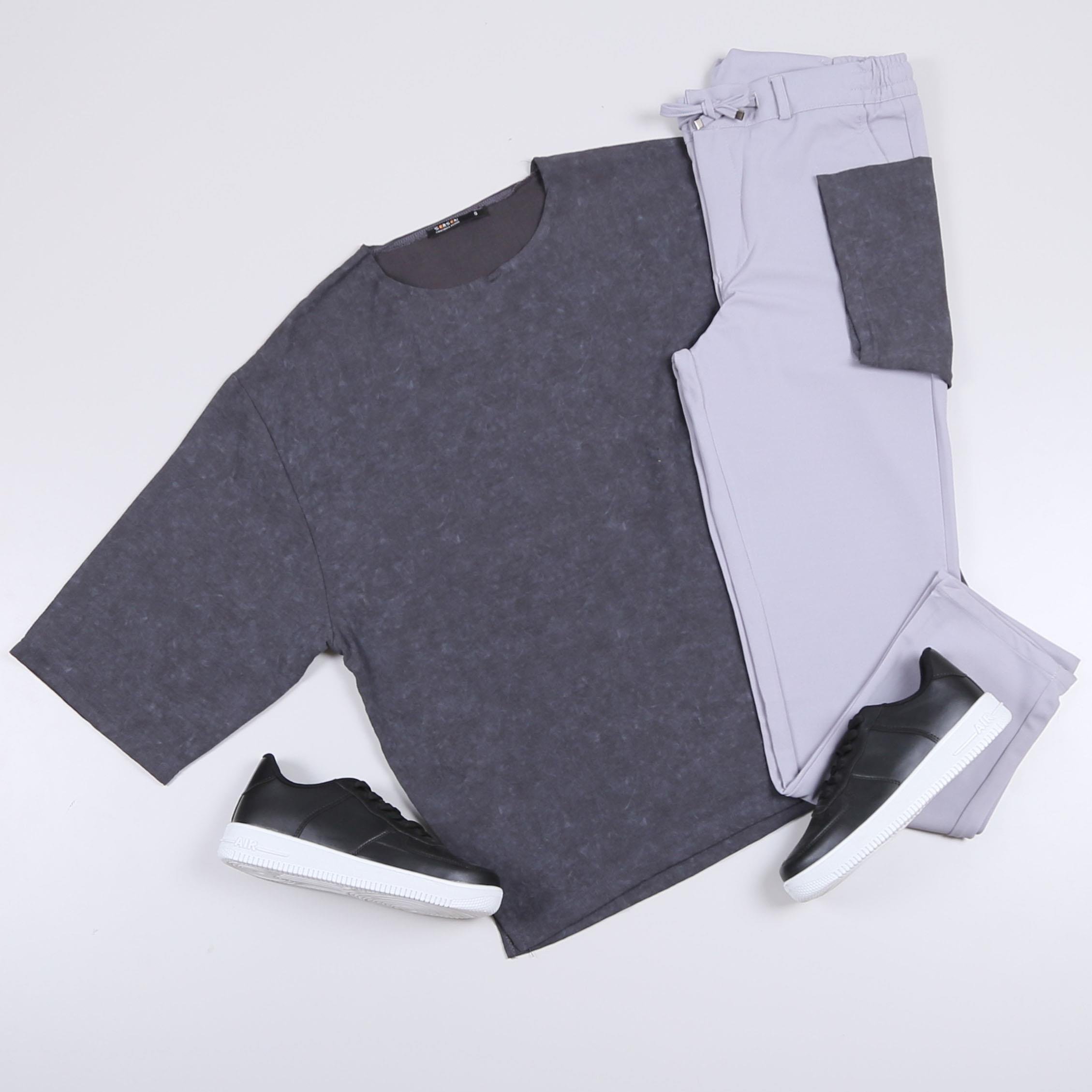 Füme Oversize Tişört Kombini