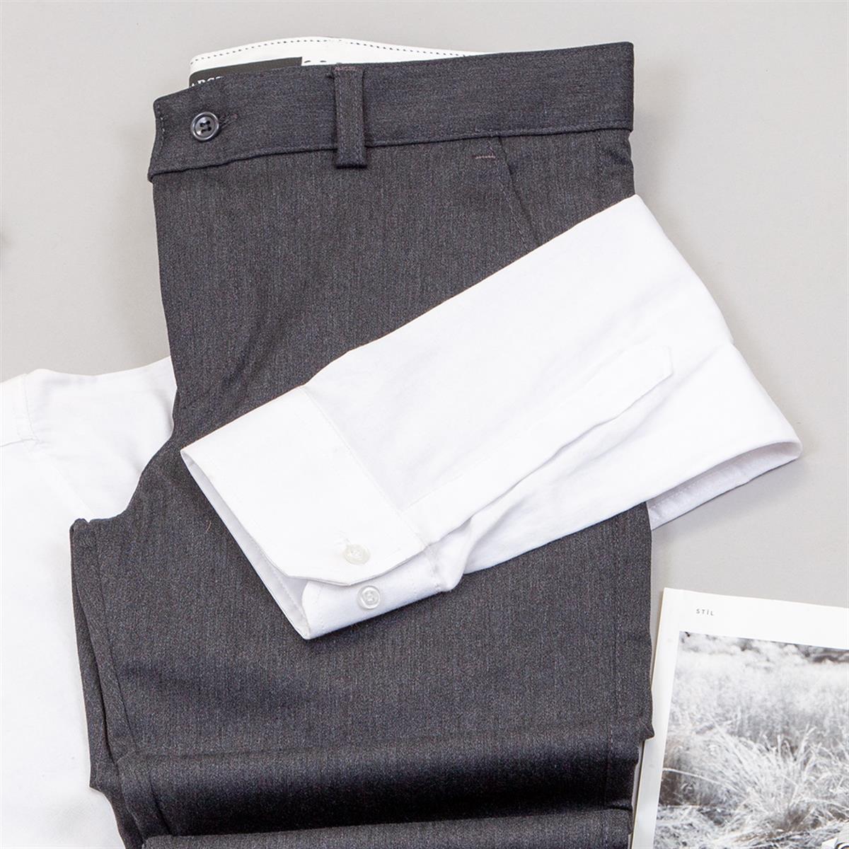 Füme Pantolon Beyaz Gömlek Ayakkabı Kombin