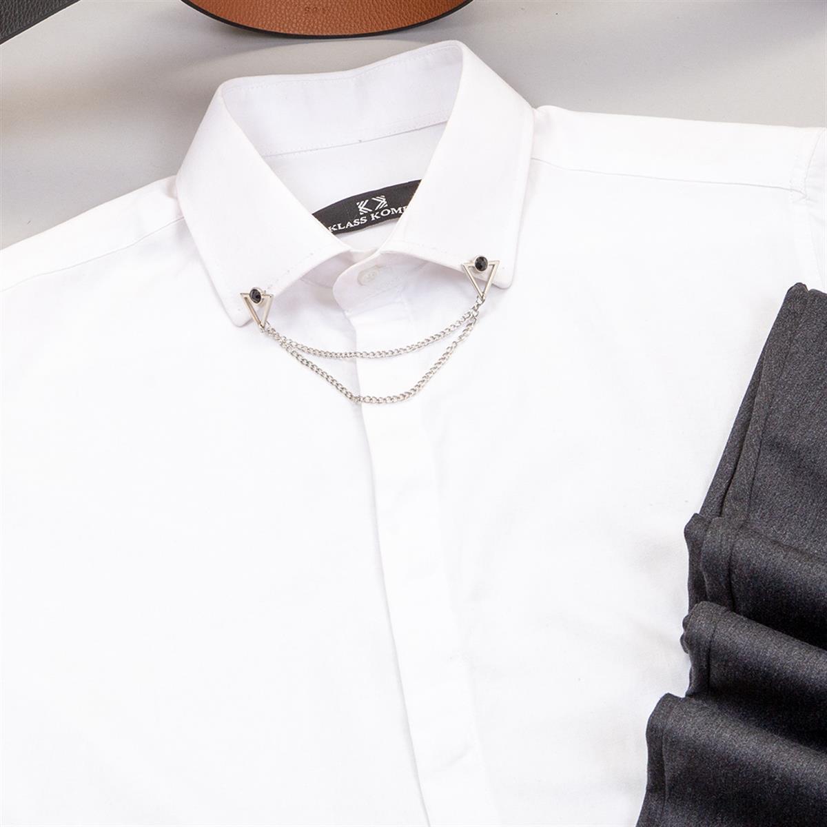 Füme Pantolon Beyaz Gömlek Ayakkabı Kombin