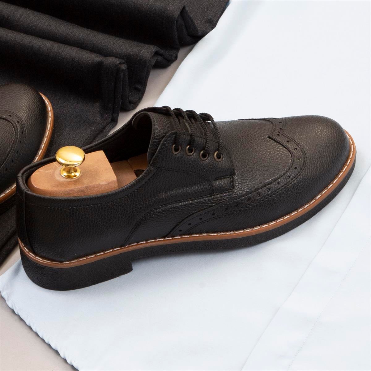 Füme Pantolon Mavi Gömlek Ayakkabı Kombin