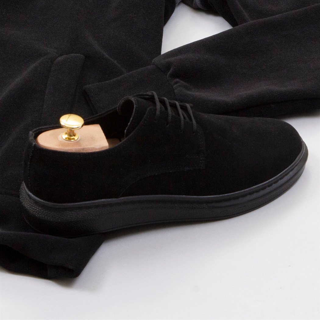 Füme Siyah Polar Kolej Ceket Boğazlı Kazak Pantolon Ayakkabı Kombin