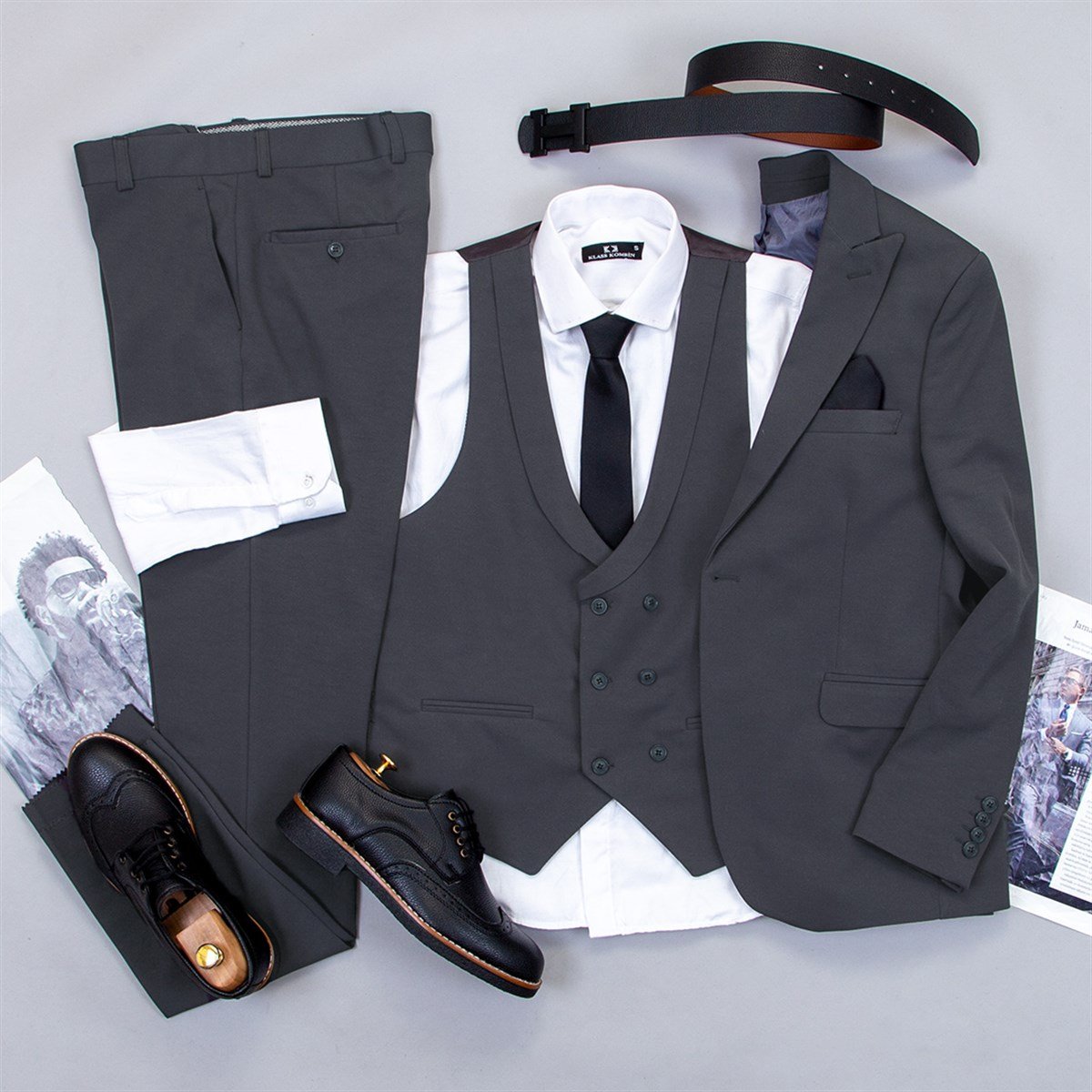 Füme Takım Elbise Kombini