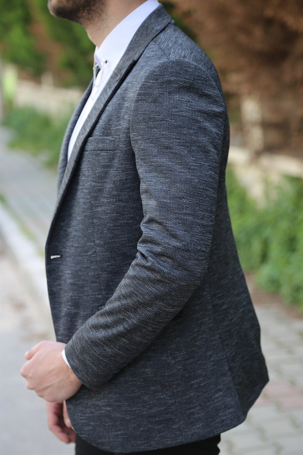 Füme Tek Düğme Blazer Ceket