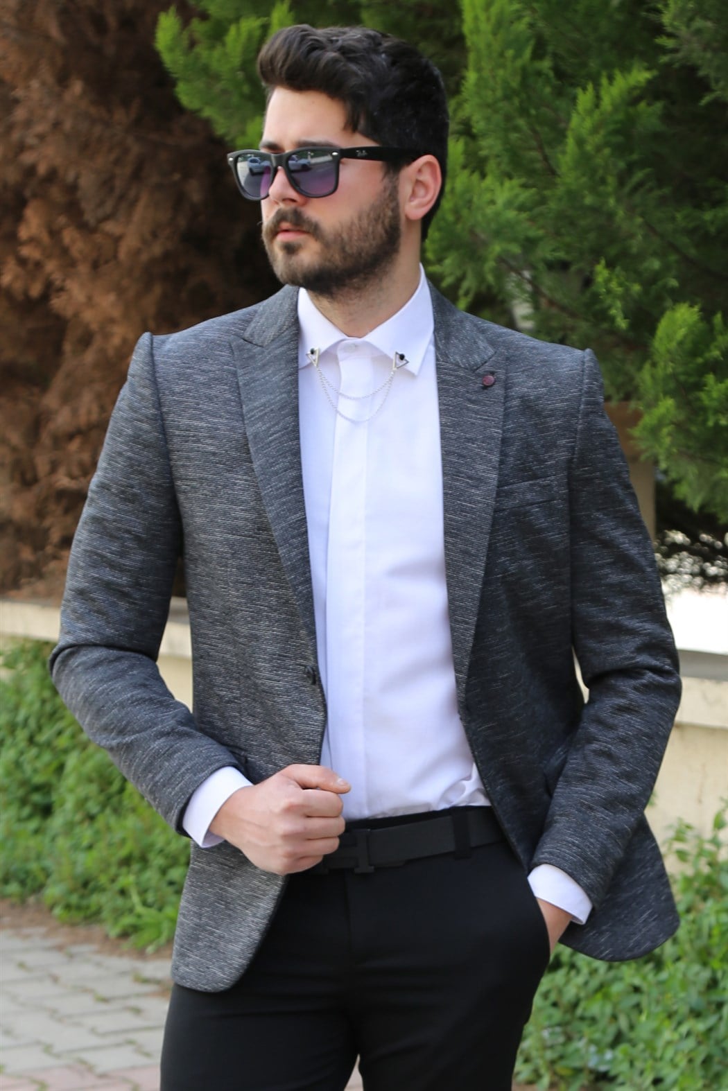 Füme Tek Düğme Blazer Ceket