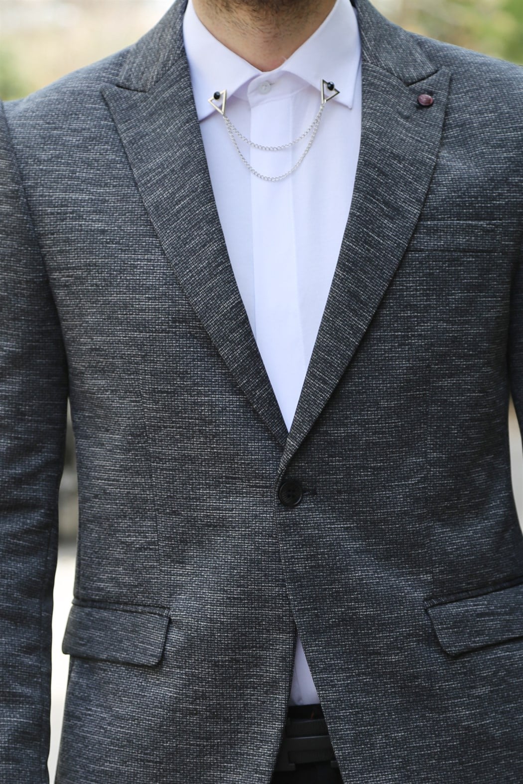 Füme Tek Düğme Blazer Ceket