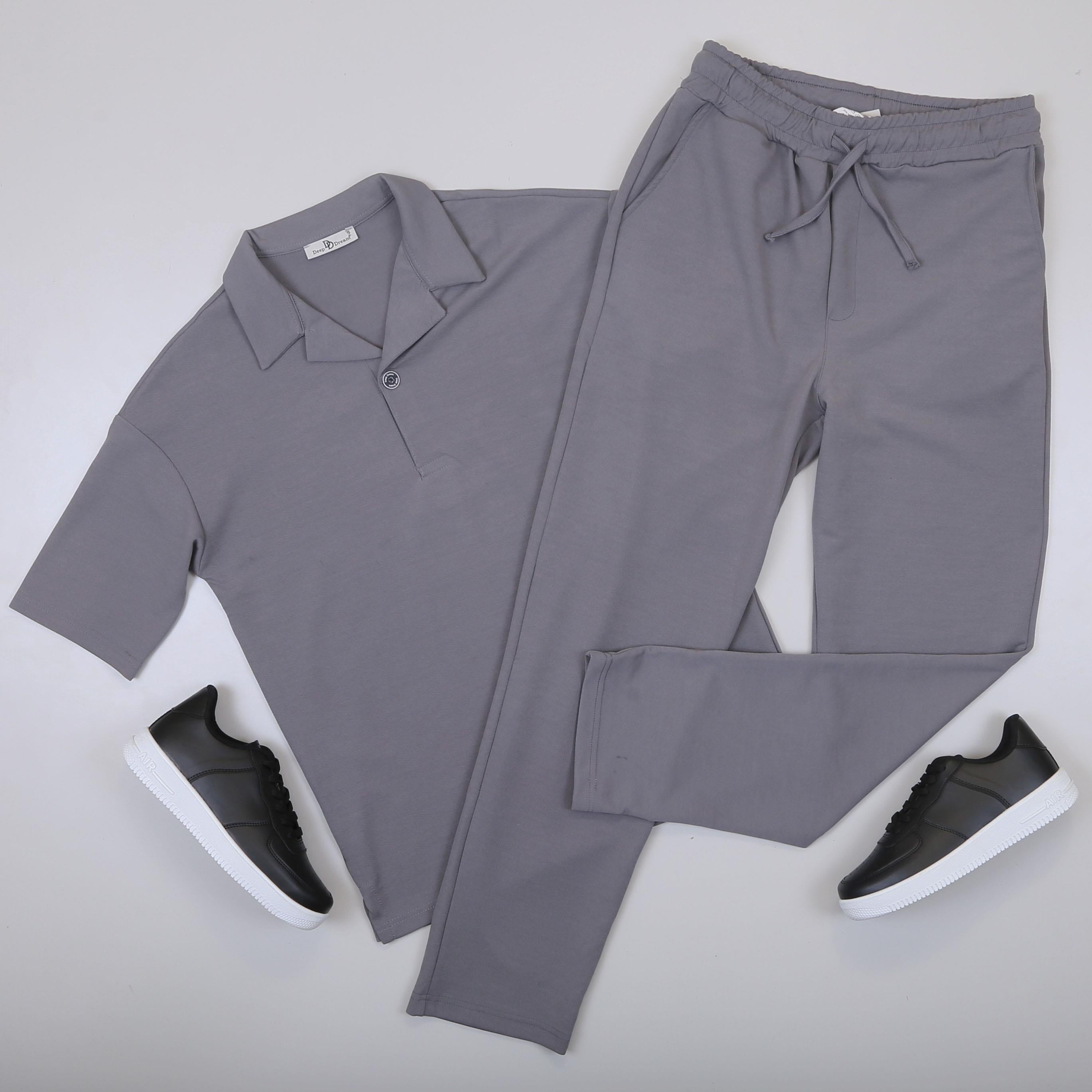 Füme Tişörtlü Takım Ayakkabı Kombin