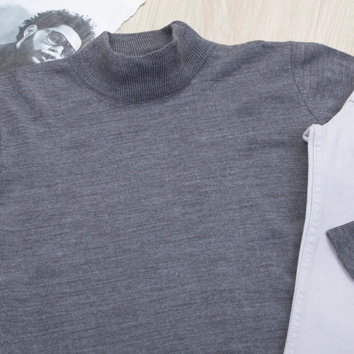 Füme Yarım Balıkçı Kazak Pantolon Ayakkabı Kombin