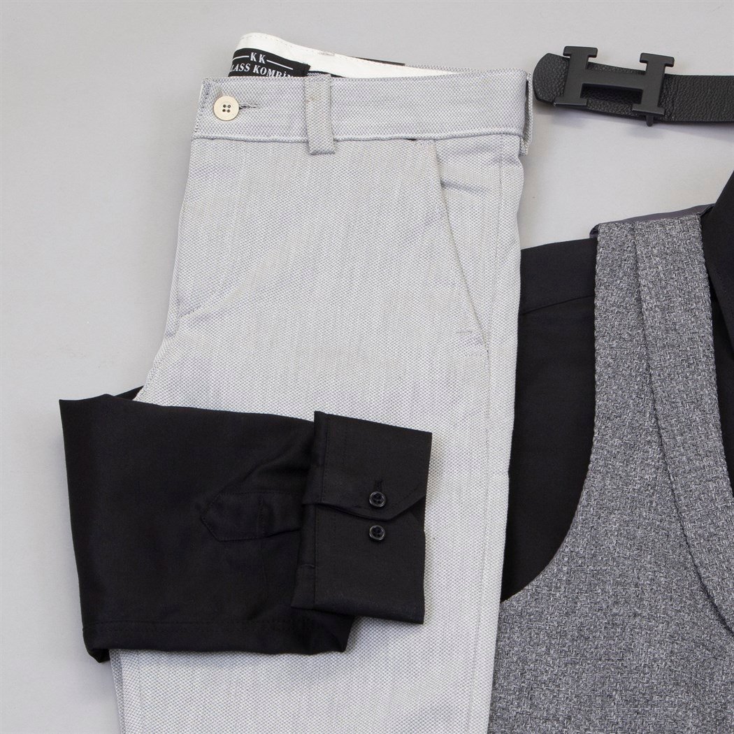 Füme Yelek Gömlek Pantolon Ayakkabı Kombin