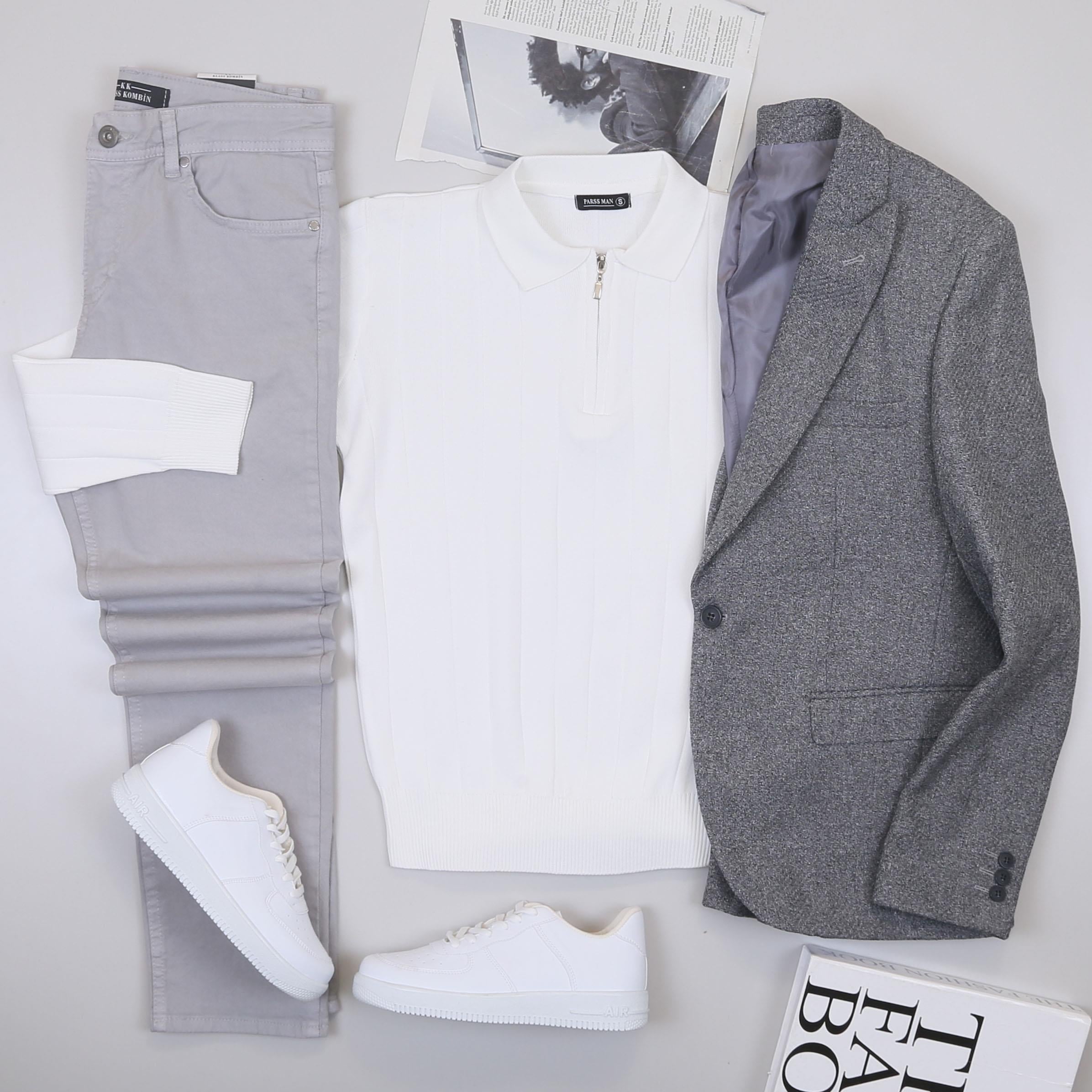 Gri Blazer Ceket Kombini