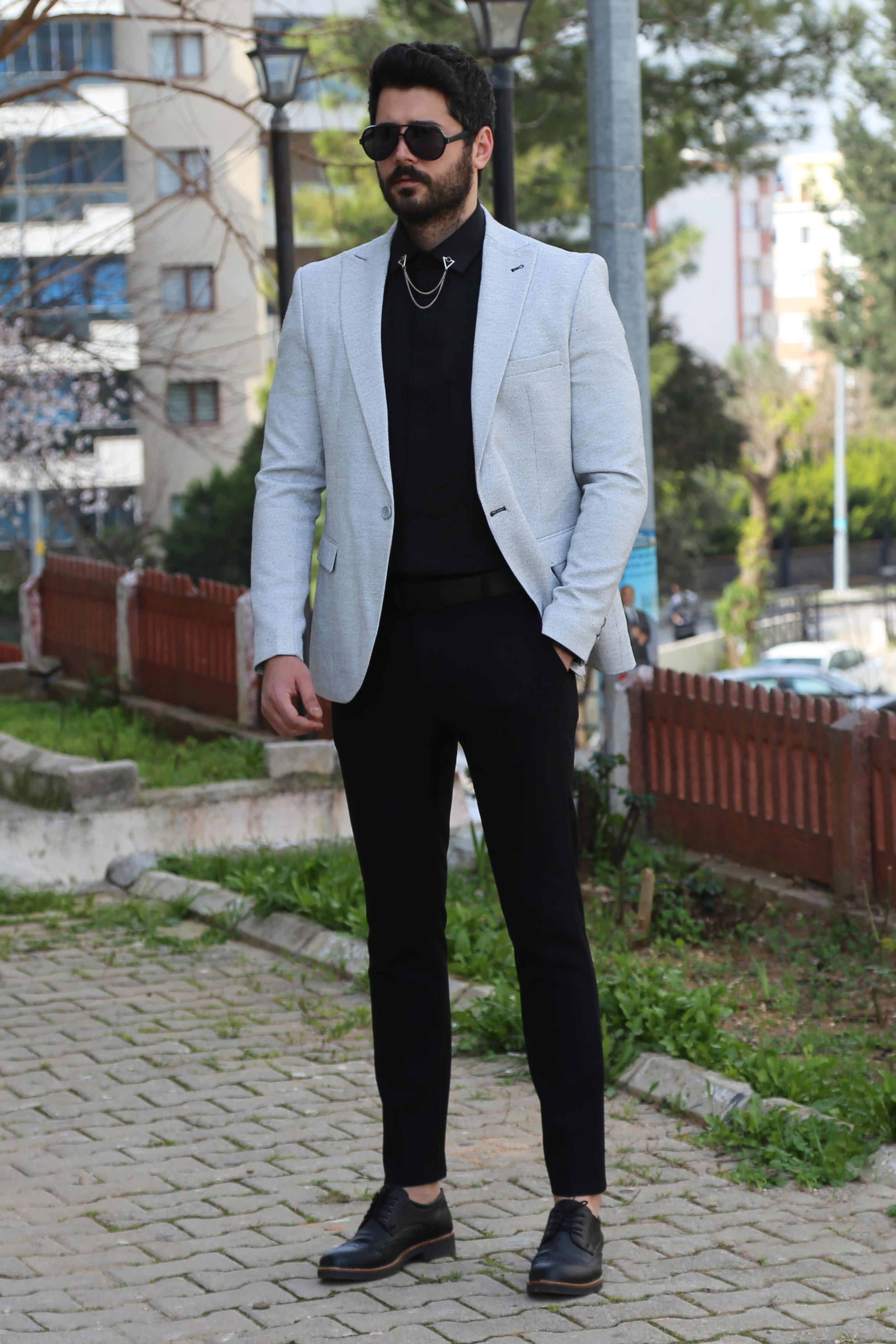 Gri Blazer Ceket Kombini