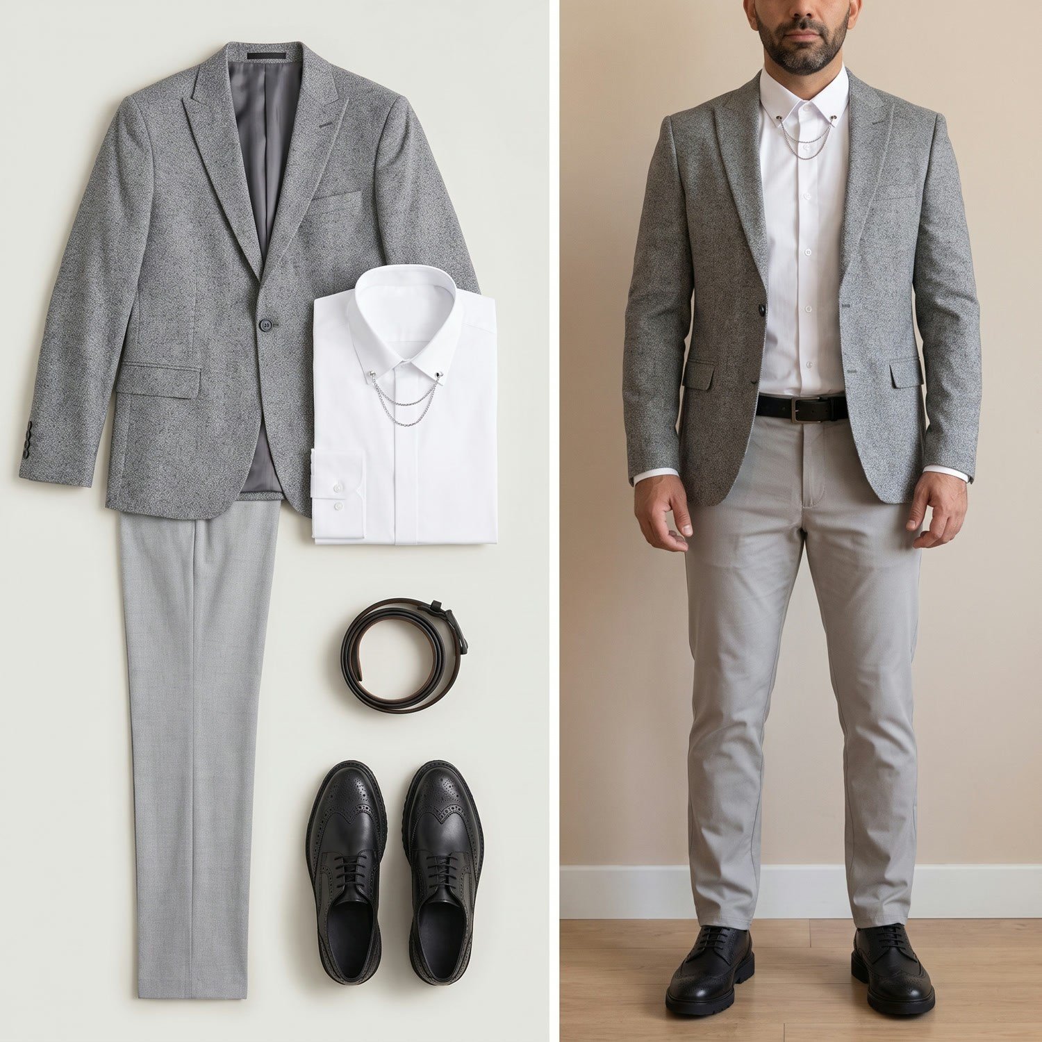 Gri Blazer Ceket Kombini Erkek | Slim Fit Şık Komple Set