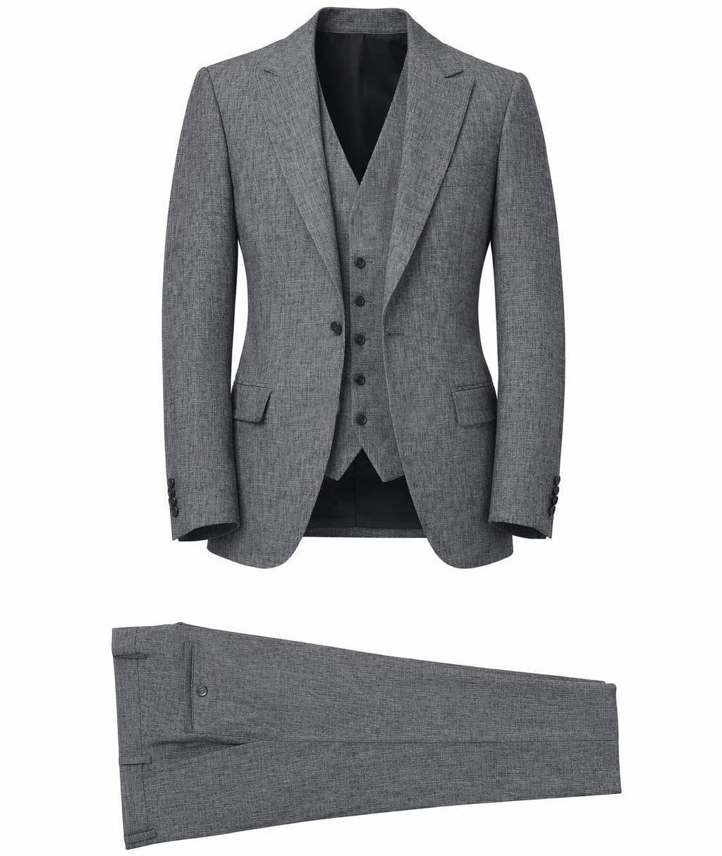 Gri Ceket Yelek  Pantolon Kombini