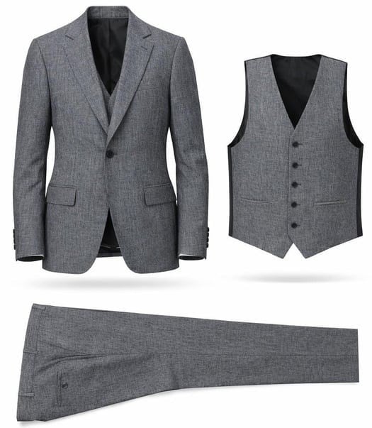 Gri Ceket Yelek  Pantolon Kombini