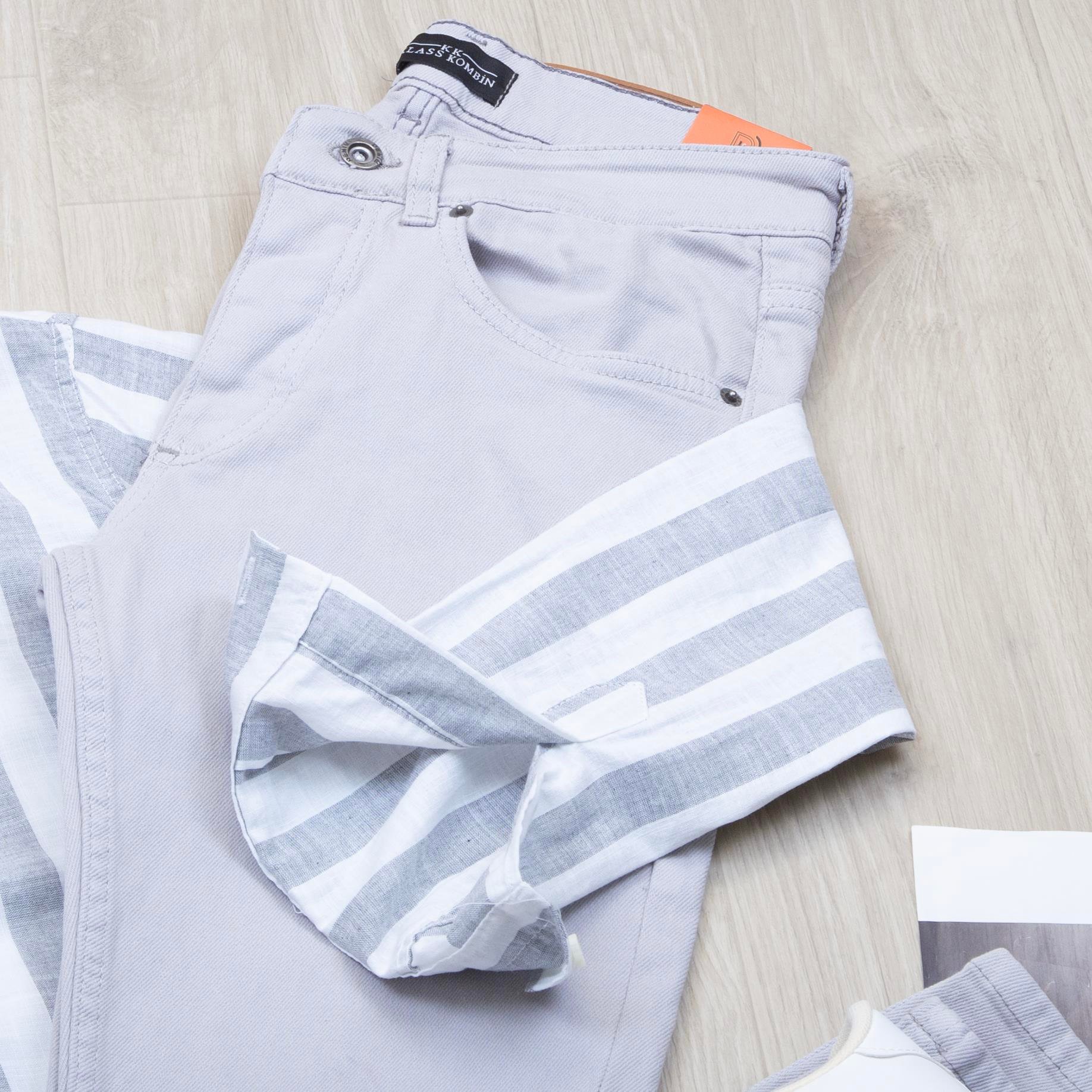 Gri çizgili Gömlek Pantolon Ayakkabı Kombin