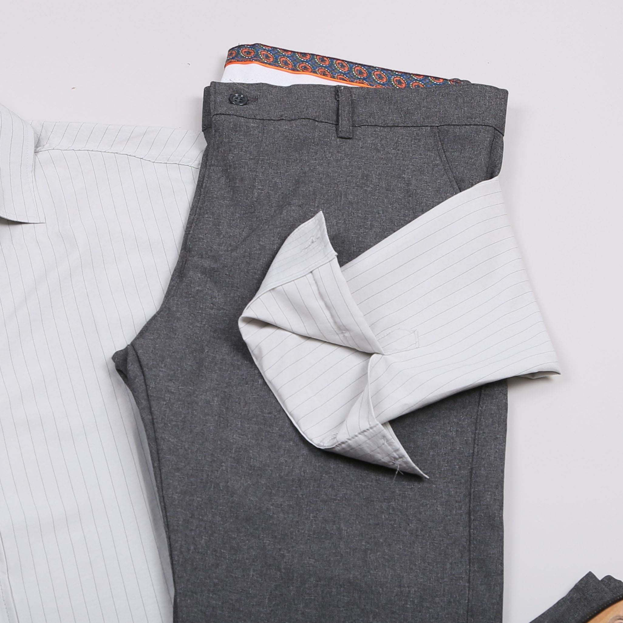 Gri Çizgili Gömlek Pantolon Ayakkabı Kombin