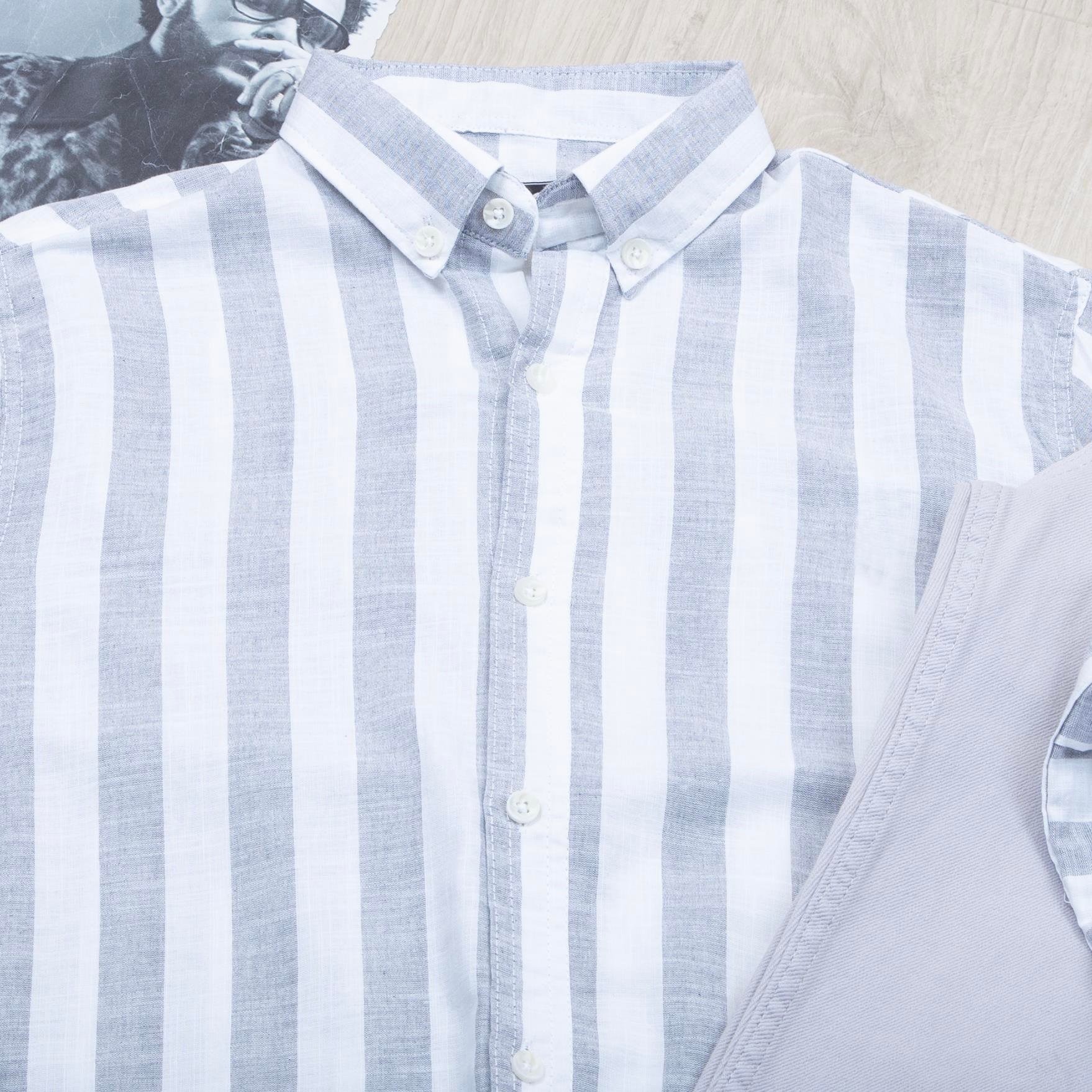 Gri çizgili Gömlek Pantolon Ayakkabı Kombin