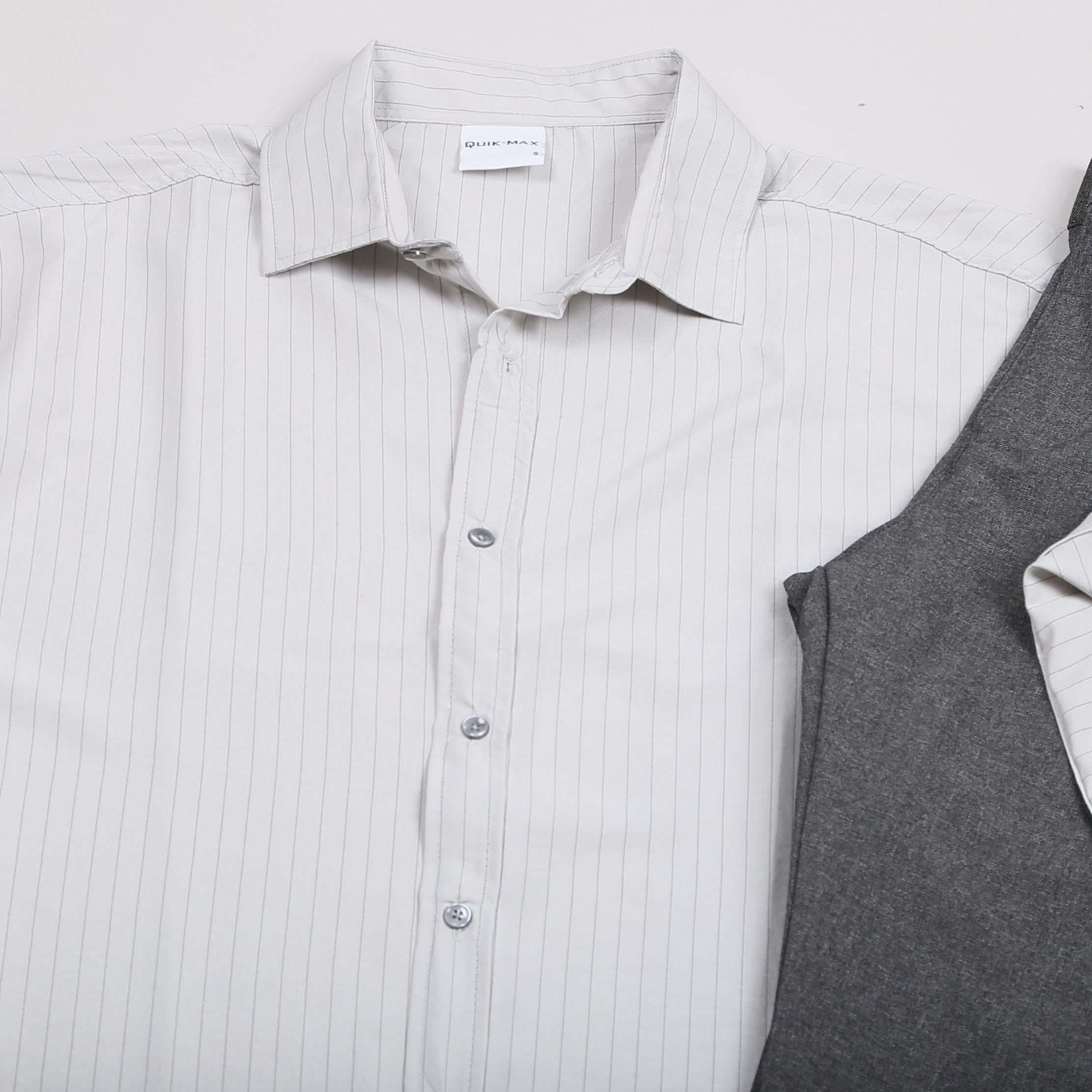 Gri Çizgili Gömlek Pantolon Ayakkabı Kombin