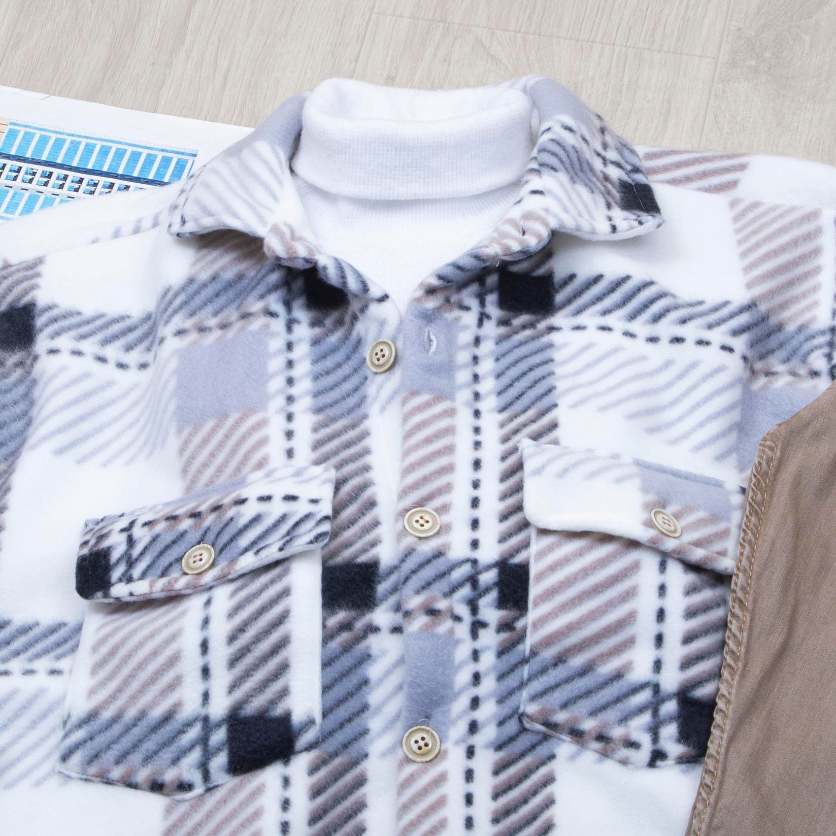 Gri Çizgili Polar Gömlek Body Pantolon Bot Kombin