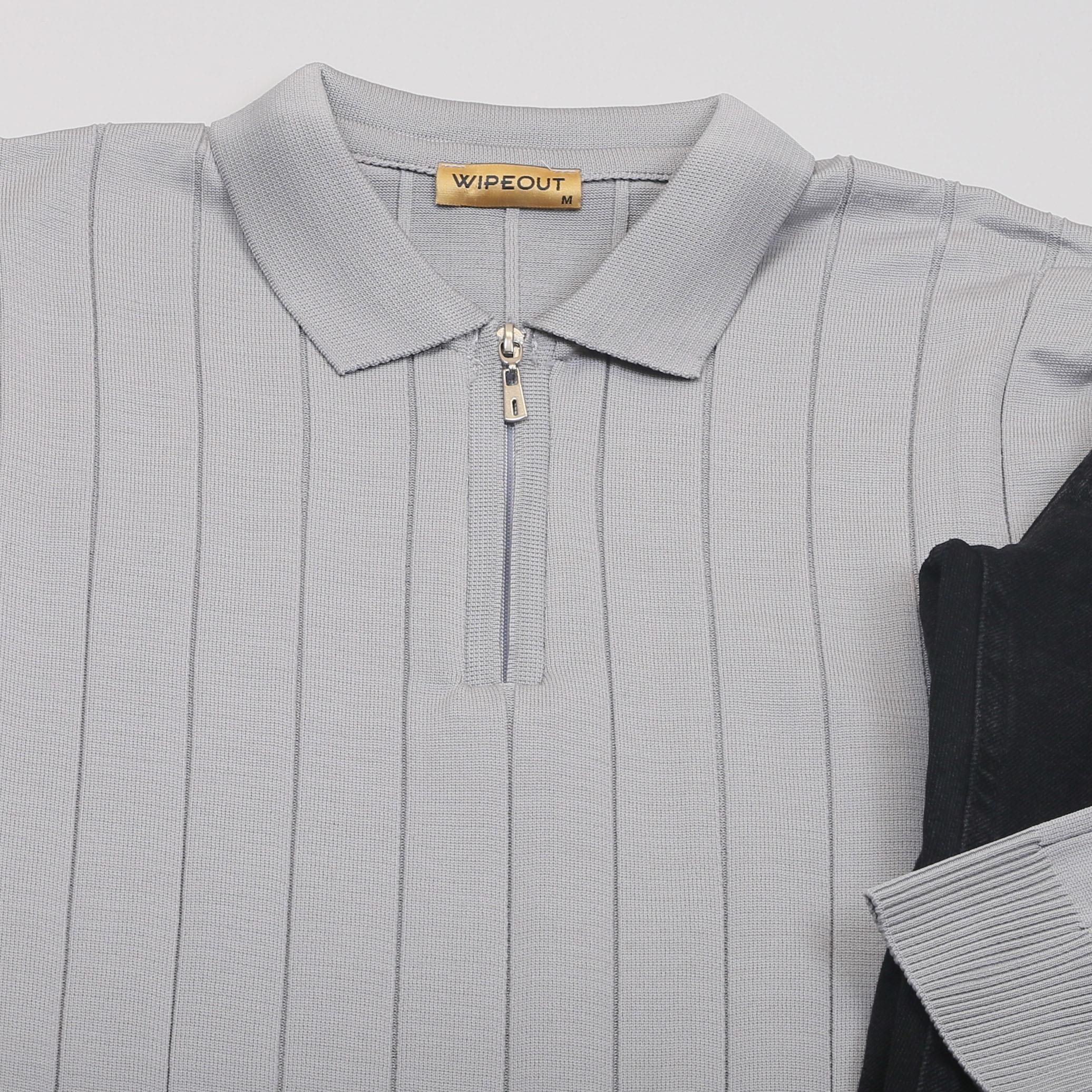 Gri Çizgili Triko Polo Yaka Pantolon Ayakkabı Kombin