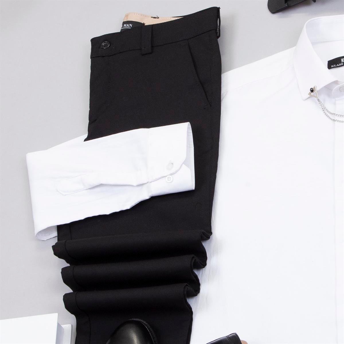 Gri Dik Yaka Blazer Ceket Gömlek Pantolon Ayakkabı Kombin