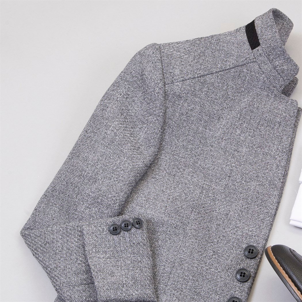Gri Dik Yaka Ceket Gömlek Pantolon Ayakkabı
