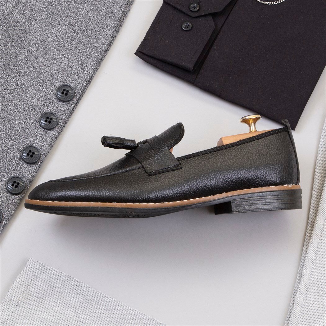 Gri Dik Yaka Ceket Gömlek Pantolon Ayakkabı