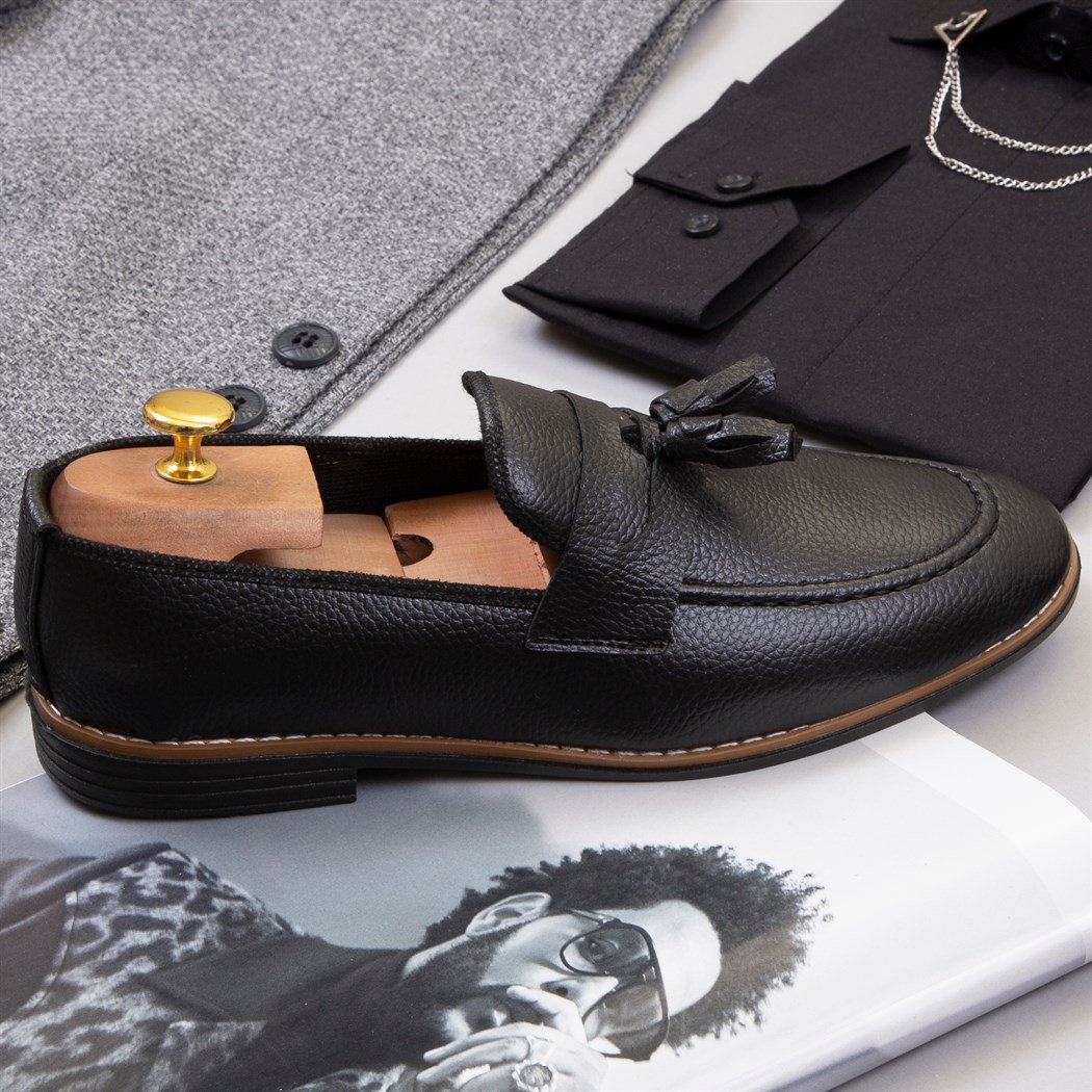 Gri Dik Yaka Ceket Gömlek Pantolon Ayakkabı