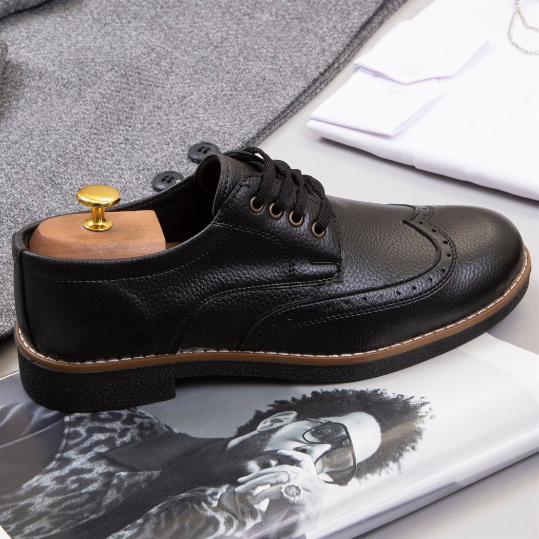 Gri Dik Yaka Ceket Gömlek Pantolon Ayakkabı