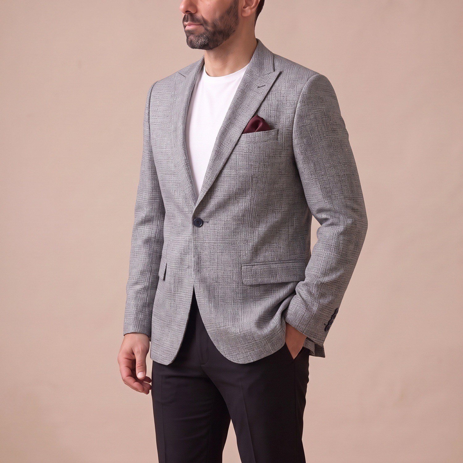 Gri Ekose Blazer Ceket Erkek