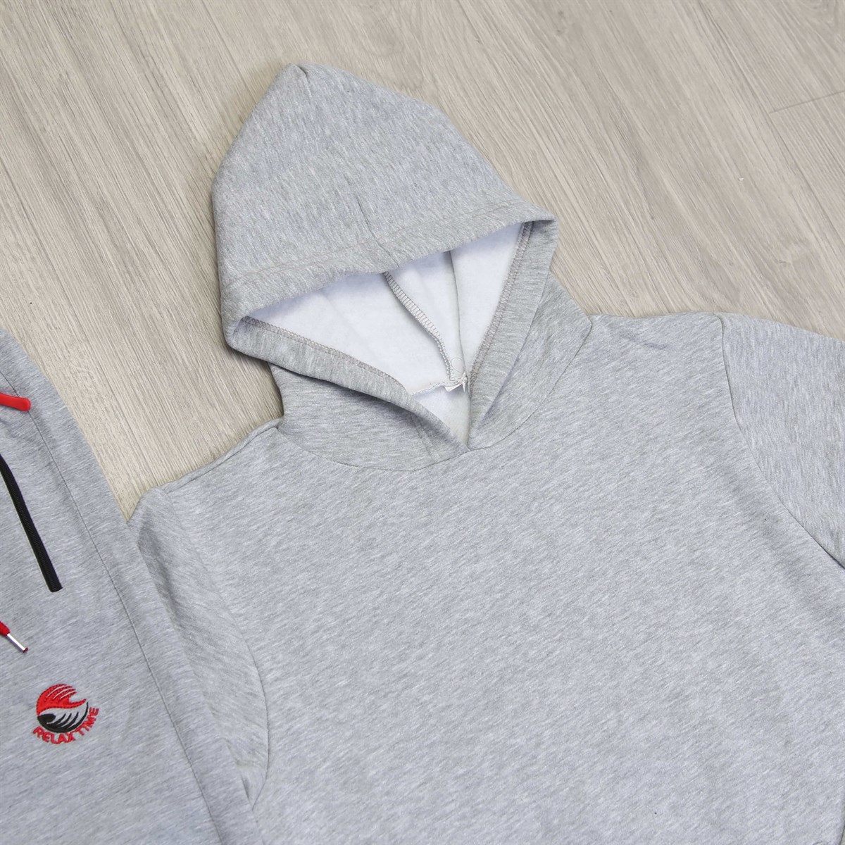 Gri Eşofman Altı Kapşonlu Sweat Kombini